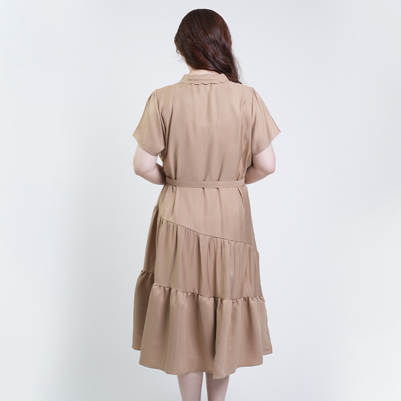 Milly Plus Size Grace Tiered Shirt Dress with Collar