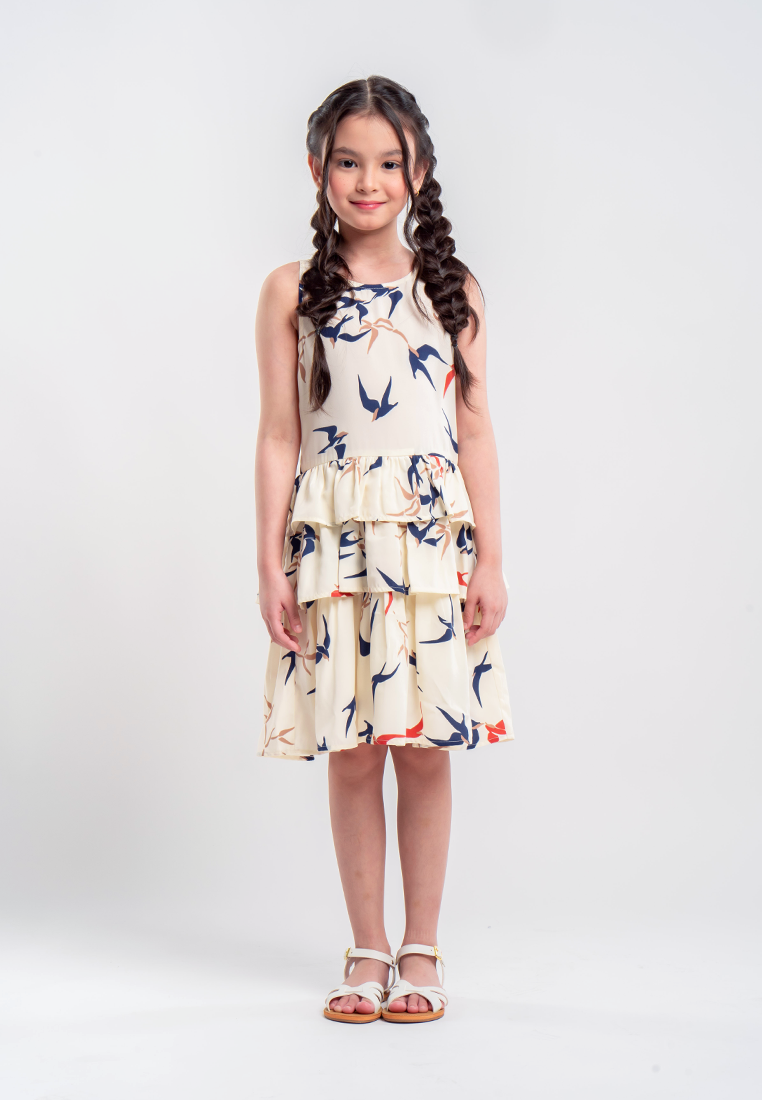 Treehouse Kids Lilo Tiered Dress in Bird Print