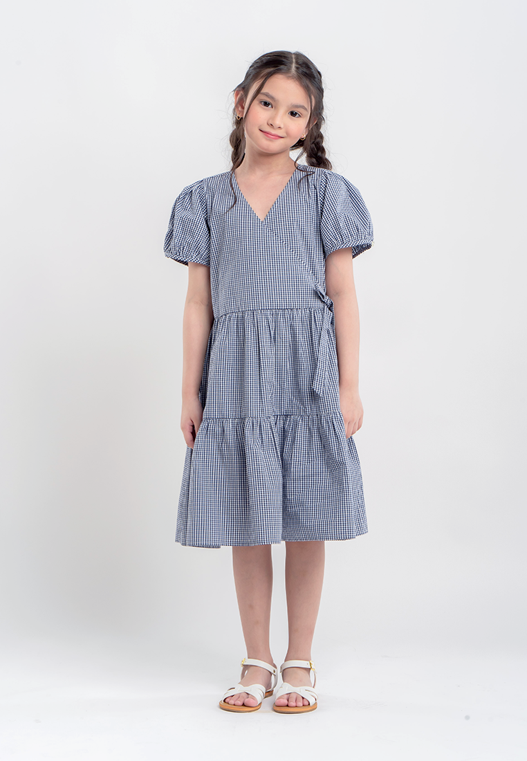 Treehouse Kids Arlette Overlap Dress  in Gingham