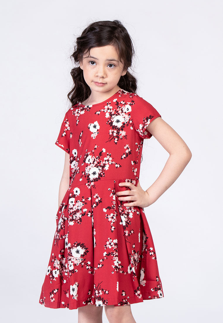 Treehouse Kids Paisley Floral Dress with Box Pleats Detail