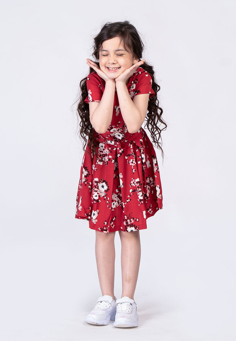 Treehouse Kids Paisley Floral Dress with Box Pleats Detail